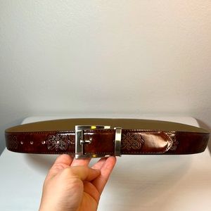 Cartoni Genuine brown Leather Belt embossed with design around belt
